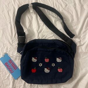 NWT Hello Kitty x BAGGU Belt Bag – Navy with Embroidered Apples & Daisies